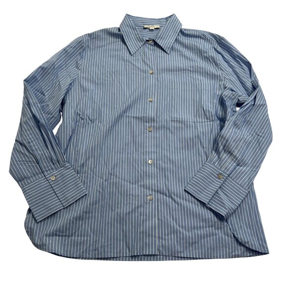 Vince Button Front Shirt in Blue White Stripe - Picture 1 of 3